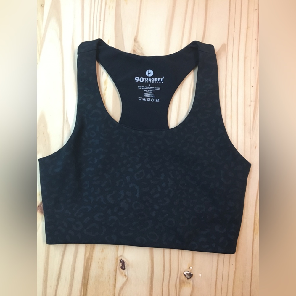 90 DEGREE By Reflex Womens Size S Black Crop Gym Tanks (leopard+camo)